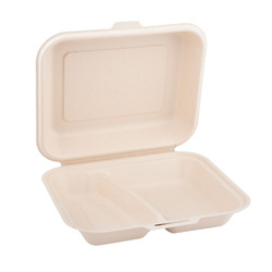 Zweiteilige, doppelwandige Menübox aus Zuckerrohr, 1500 ml, 24,1 x 21 x 4 cm, 50 Stück