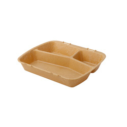 Wiederverwendbare dreiteilige Menüboxen, braun, 24,5 x 20 x 4,5 cm, 60 Stück