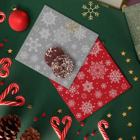 Premium-Airlaid-Servietten, „Snowflakes Silver“, 1/4, 40 x 40 cm, 50 Stück