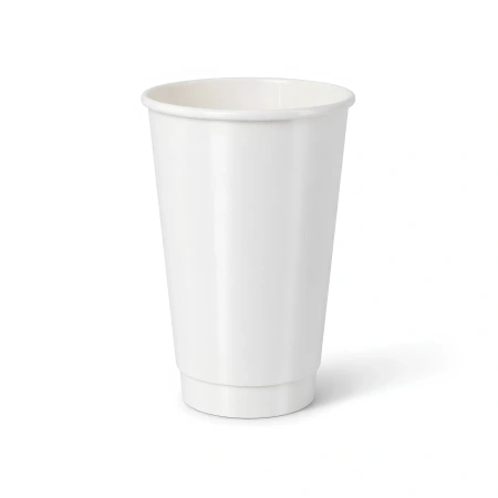 Weißer, doppelwandiger Papierbecher, glänzend, Dispersionsbeschichtung, 450 ml, Durchmesser 90 mm, 25 Stück
