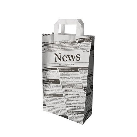 Papiertüte „Newsprint“ mit Tragegriff, 22 x 10 x 36 cm, 50 Stück