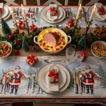 Papiertischdecke im Stofflook „Dear Santa“, 120 x 180 cm, 1 Stück