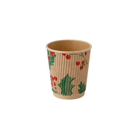Wellpappe-Pappbecher, Dispersionsbeschichtung, „Christmas“, 250 ml, Durchmesser 80 mm, 25 Stück