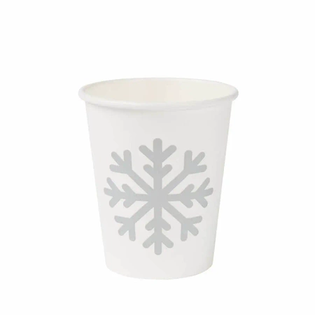 Weißer Pappbecher, Dispersionsbeschichtung, „Winter“, 250 ml, Durchmesser 80 mm, 50 Stück