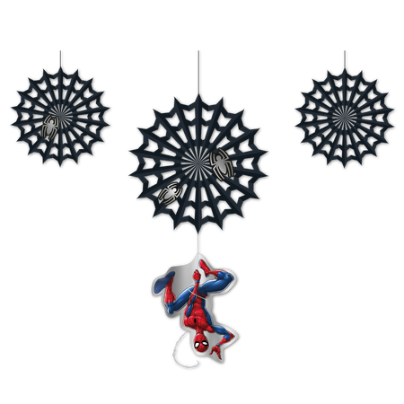 Papierdekoration „Spider-Man“, Durchmesser 35 + 25 x 27 cm, 4 Stück