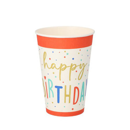 Papierbecher „Happy Birthday“, 200 ml, Durchmesser 70 mm, 10 Stück