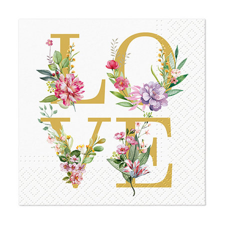 3-lagige Servietten „Love Power“, 1/4, 25 x 25 cm, 20 Stück