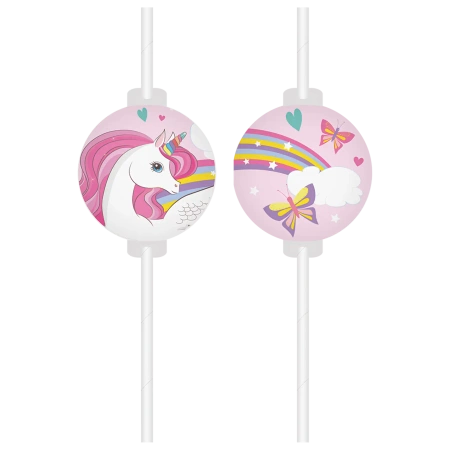 Papierstrohhalme „Unicorn“, 22 cm, 4 Stück
