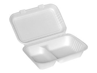 Zweiteilige Menübox aus Zuckerrohr, 1000 ml, 25 x 16 x 8 cm, 50 Stück