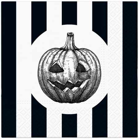 3-lagige Servietten „Striped Pumpkin / Halloween“, 1/4, 33 x 33 cm, 20 Stück