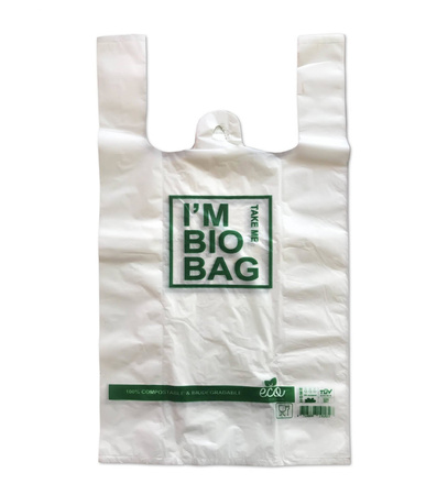 Biologisch abbaubare PLA-Tragetaschen, 30+15 x 55 cm, 50 Stück