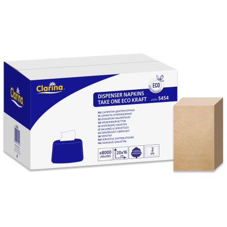 2-lagige Servietten aus Kraftpapier für den Spender, Clarina 16 x 20 cm, 8000 Stück