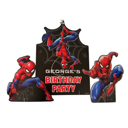 Wand mit personalisierten Aufklebern (1 Stück) + 2 Spider-Man-Figuren