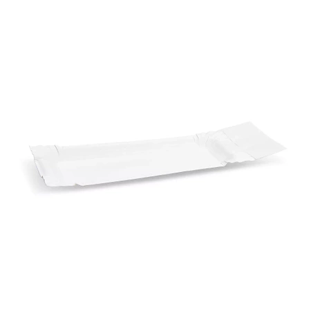 Weißes Papiertablett mit abreißbarem Wursthalter, 18+3 x 8 cm, 250 Stück