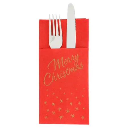 Premium Airlaid-Besteckhüllen „Christmas“, 40 x 40 cm, 50 Stück