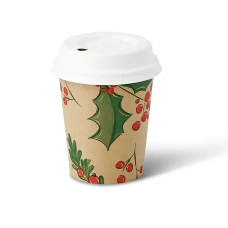 Kraftpapierbecher, Dispersionsbeschichtung, „Christmas“, 250 ml, Durchmesser 80 mm, 50 Stück