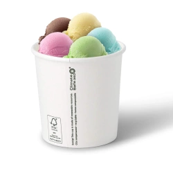 Weißer Pappbecher für Eis, 360 ml, Durchmesser 92 mm, 50 Stück