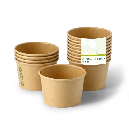 Kraftpapier-Eisbecher, 130 ml, Durchmesser 76 mm, 50 Stück