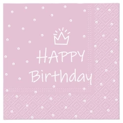 3-lagige Servietten „Birthday Pink“, 1/4, 33 x 33 cm, 20 Stück