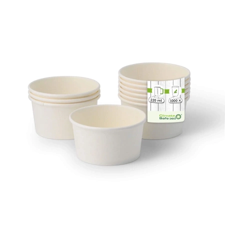Weißer Pappbecher für Eis, 220 ml, Durchmesser 92 mm, 50 Stück