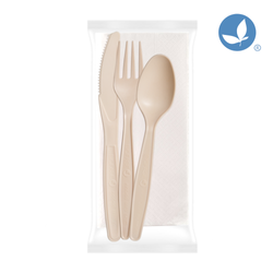Besteckset aus Avocadokernen mit Serviette (N+W+Ł+S), 50 Sets