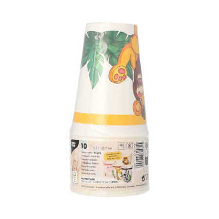 Papierbecher „Jungle Mix“, 200 ml, Durchmesser 70 mm, 10 Stück