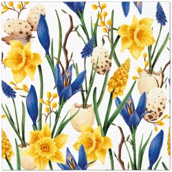 3-lagige Servietten „Ostern – Narzissen“, 1/4, 33 x 33 cm, 20 Stück