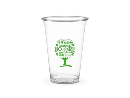 PLA-Becher „Green Tree“, 450 ml, Durchmesser 96 mm, 50 Stück
