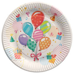 Runder Pappteller „Ballons“, Durchmesser 23 cm, 10 Stück