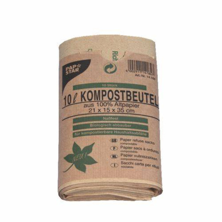 Papiermüllbeutel, 10 l, 35 x 21 x 15 cm, 10 Stück
