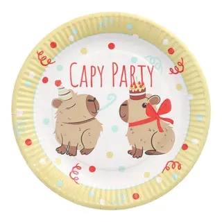 Runde Pappteller „Capy Party“, 23 cm, 10 Stück