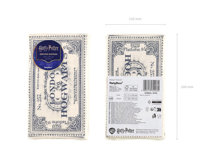 Servietten 3‑lagig „Harry Potter – Ticket“, 33 × 40 cm, 20 Stk.
