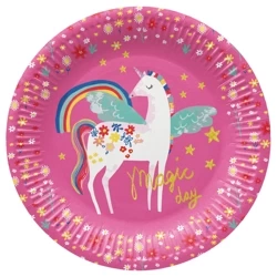 Runder Pappteller „Unicorn“, Durchmesser 23 cm, 8 Stück