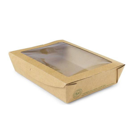 Papierbehälter mit Sichtfenster, 1100 ml, 18 x 13,5 x 4,5 cm, 50 Stück