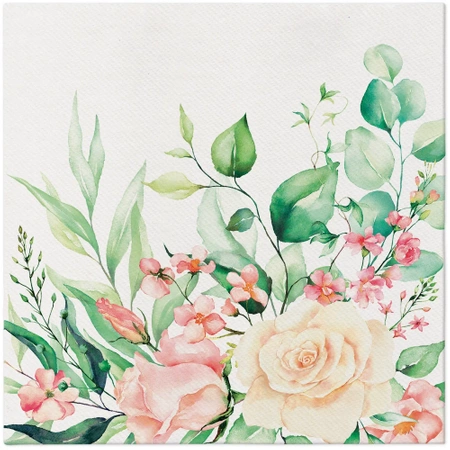Premium-Airlaid-Servietten, „Floral Moments“, 1/4, 40 x 40 cm, 50 Stück