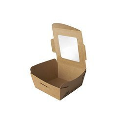 Papierbehälter mit PLA-Fenster „PURE“, 350 ml, 4,5 x 9 x 9 cm, 40 Stück