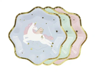 Runder Pappteller „Unicorn Party“, Durchmesser 18 cm, 8 Stück