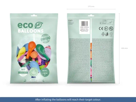 Kautschukballons, Eco, "Pastell", 30 cm, 100 Stück.