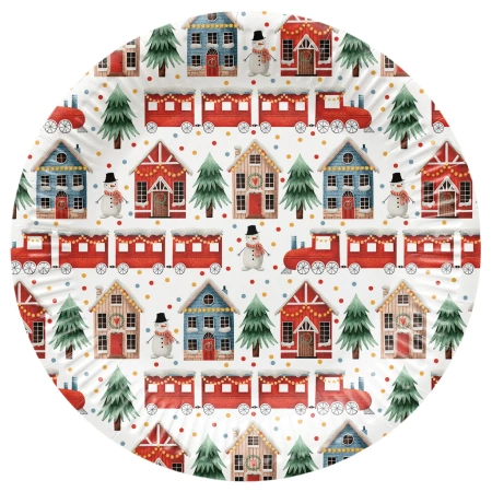 Runder Pappteller „Cozy Christmas“, Durchmesser 23 cm, 8 Stück