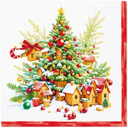 3-lagige Servietten „Festive Joy Tree“, 1/4, 33 x 33 cm, 20 Stück