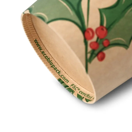 Kraftpapierbecher, Dispersionsbeschichtung, „Christmas“, 350 ml, Durchmesser 90 mm, 50 Stück