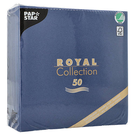 Servietten Royal Collection, blau, 1/4, 3-lagig, 40 x 40 cm, 50 Stück
