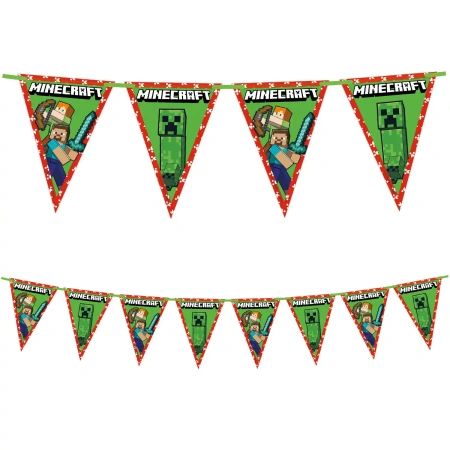 Papierflaggen-Girlande „Minecraft“, 2,3 m, 1 Stück
