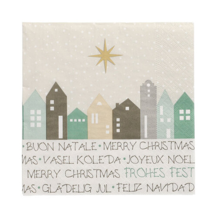 3-lagige Servietten „Christmas Village“ 1/4, 33 x 33 cm, 20 Stück