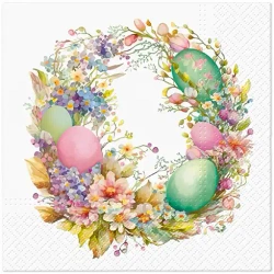 3-lagige Servietten „Easter Wreath“, 1/4, 33 x 33 cm, 20 Stück