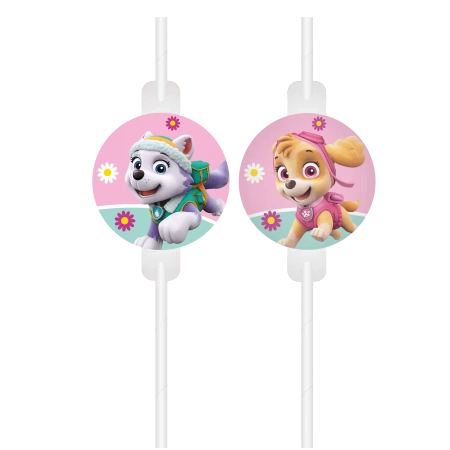 Papierstrohhalme „Paw Patrol Sky & Everest“, 22 cm, 4 Stück