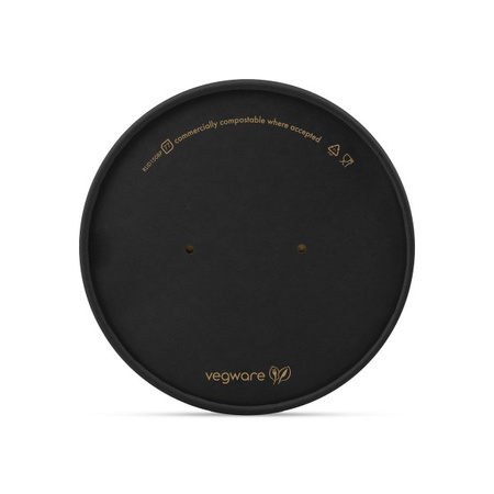 Papierdeckel für Schalen, schwarz, Vegware, Durchmesser 150 mm, 50 Stück