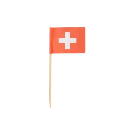 Party-Zahnstocher mit Schweizer Flagge, Länge 8 cm, 100 Stück