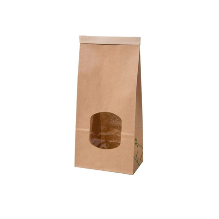 Papiertüte mit PLA-Fenster, 2500 ml, 11,5 x 7 x 25 cm, 50 Stück