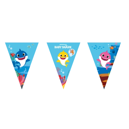 Papierflaggen-Girlande „Baby Shark“, 2,3 m, 1 Stück